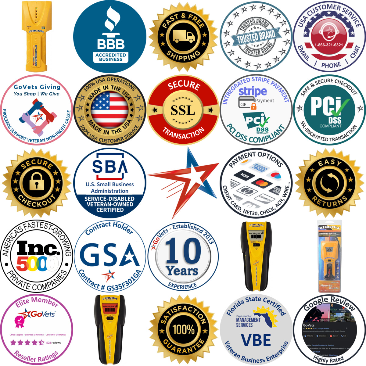 A selection of Zircon products on GoVets