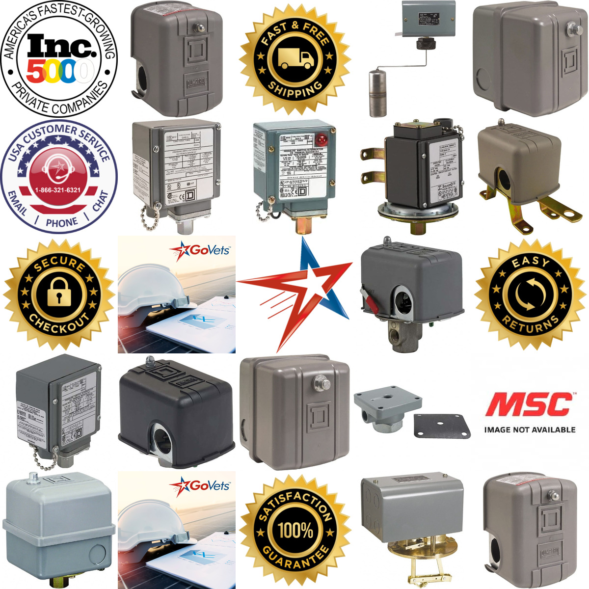 Millions of Products A selection of Pressure and Level Switches and Accessories products on GoVets