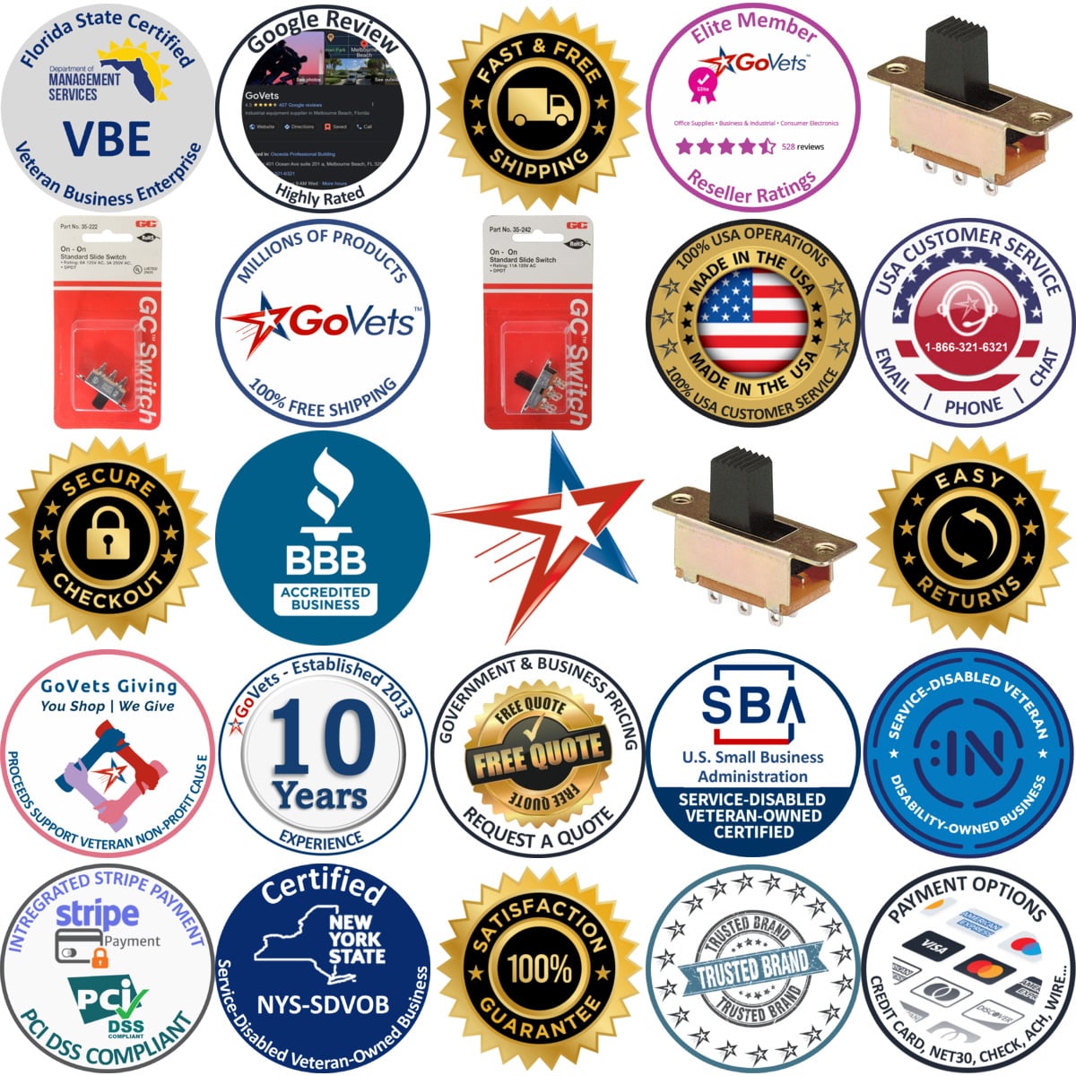 Millions of Products A selection of Slide Switches products on GoVets