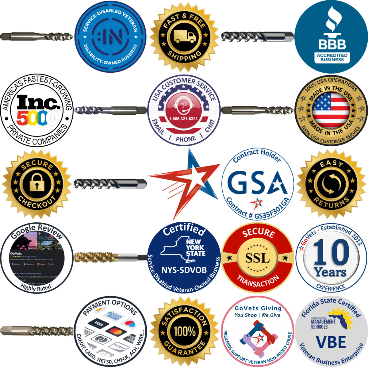 Millions of Products A selection of Greenfield Threading products on GoVets