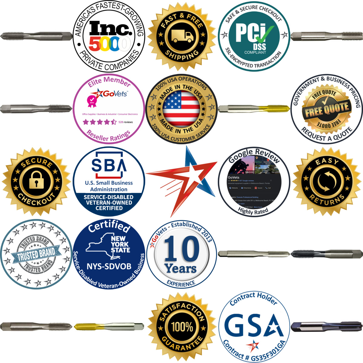 Millions of Products A selection of Greenfield Threading products on GoVets