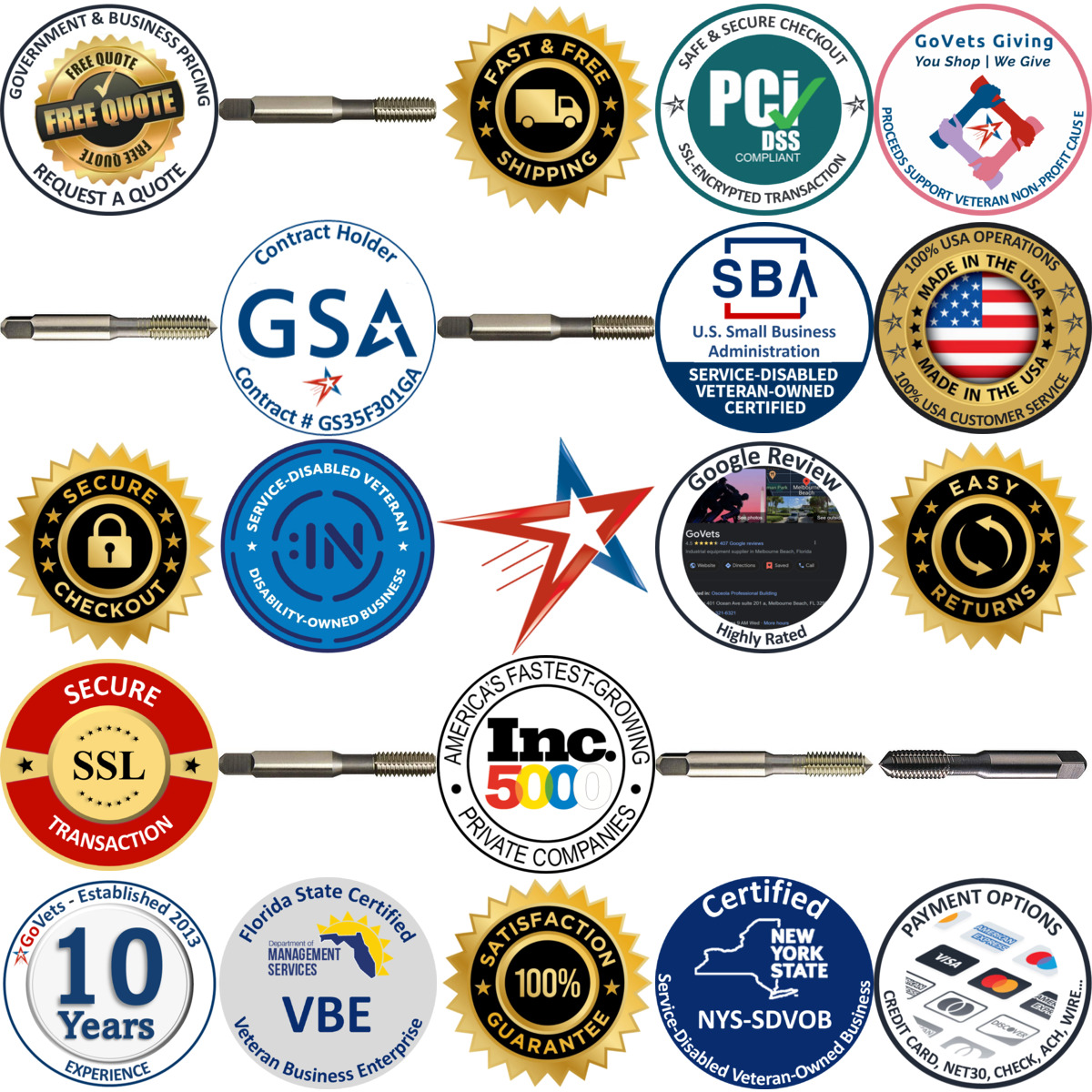 Millions of Products A selection of Greenfield Threading products on GoVets