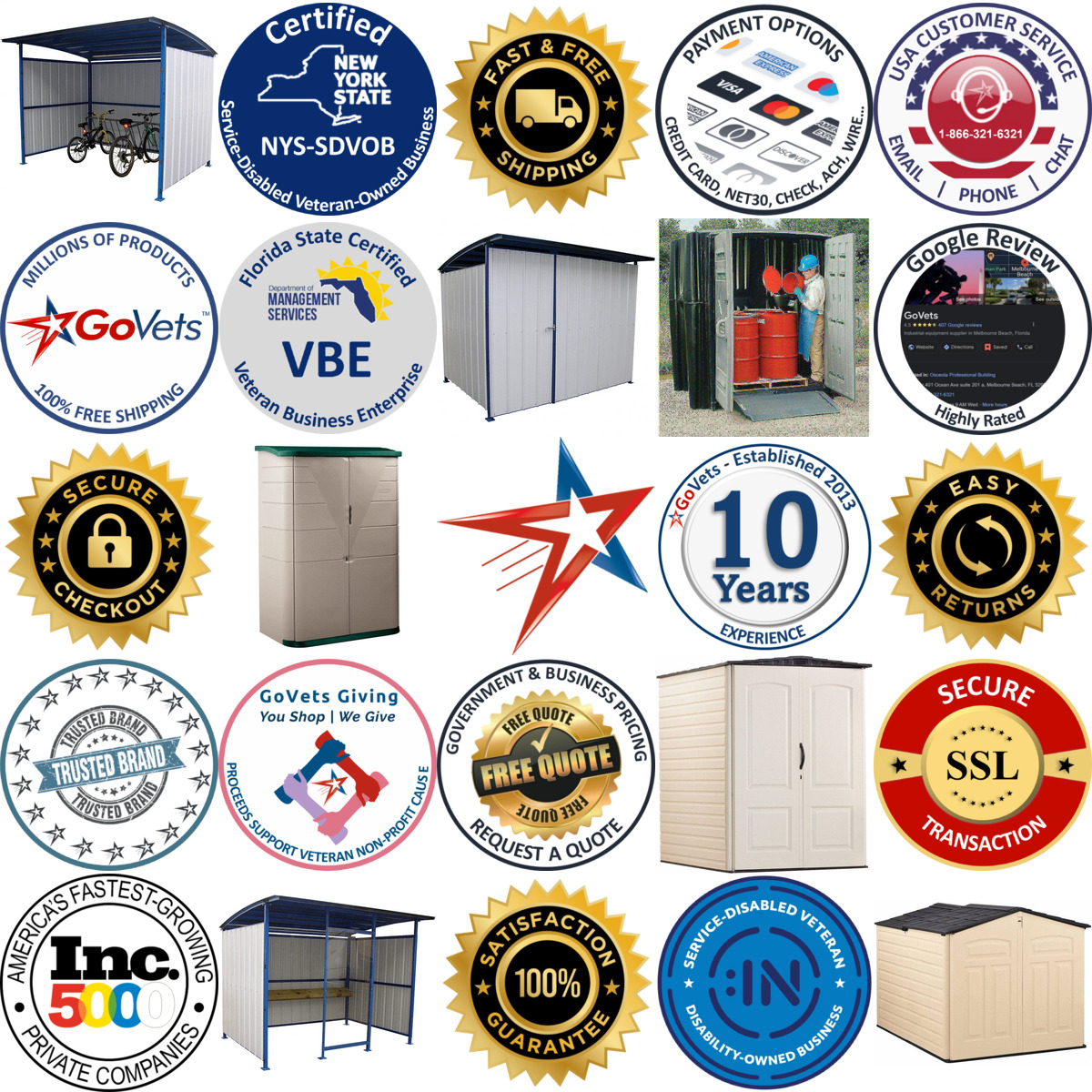 A selection of Sheds products on GoVets