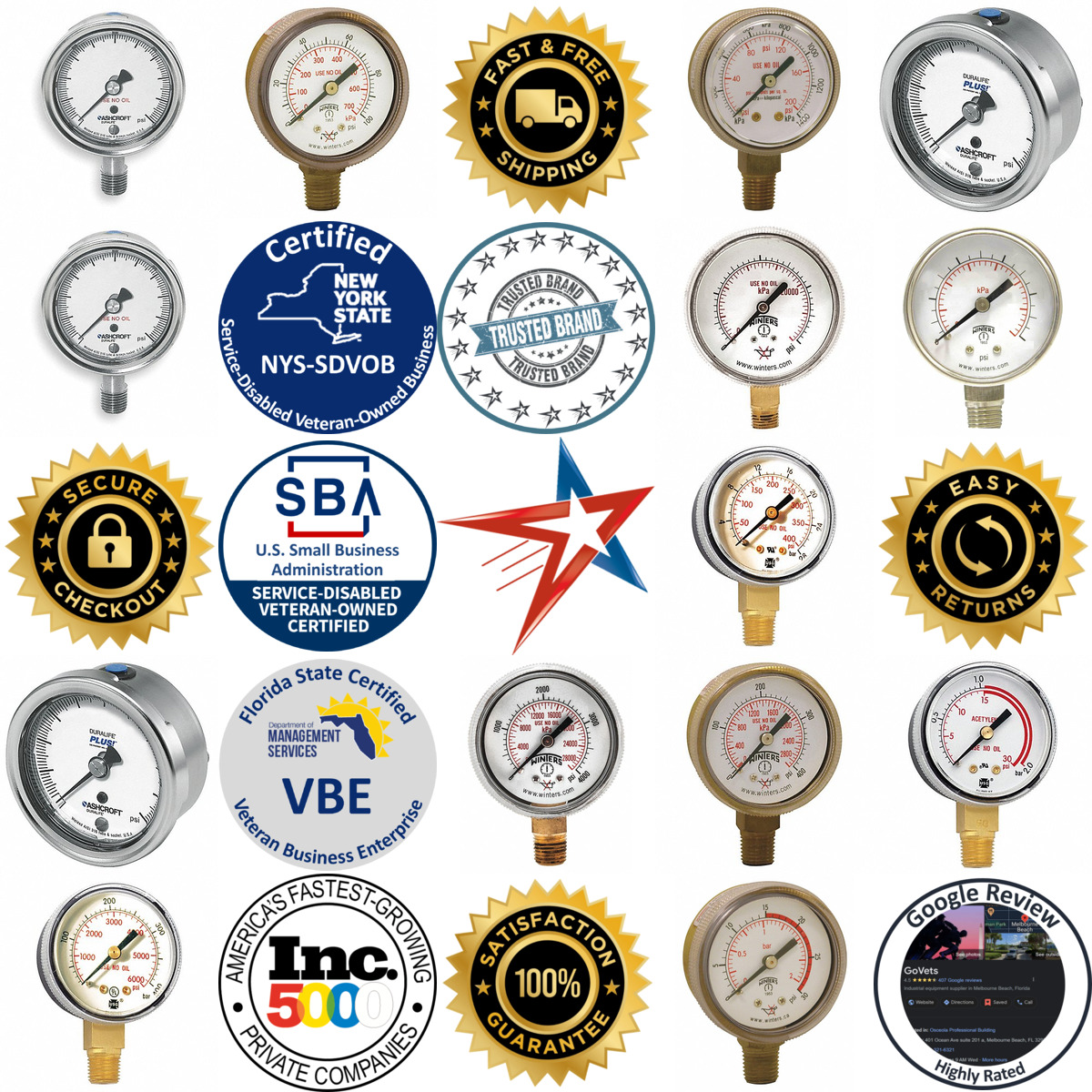 A selection of Compressed Gas Dial Pressure Gauges products on GoVets