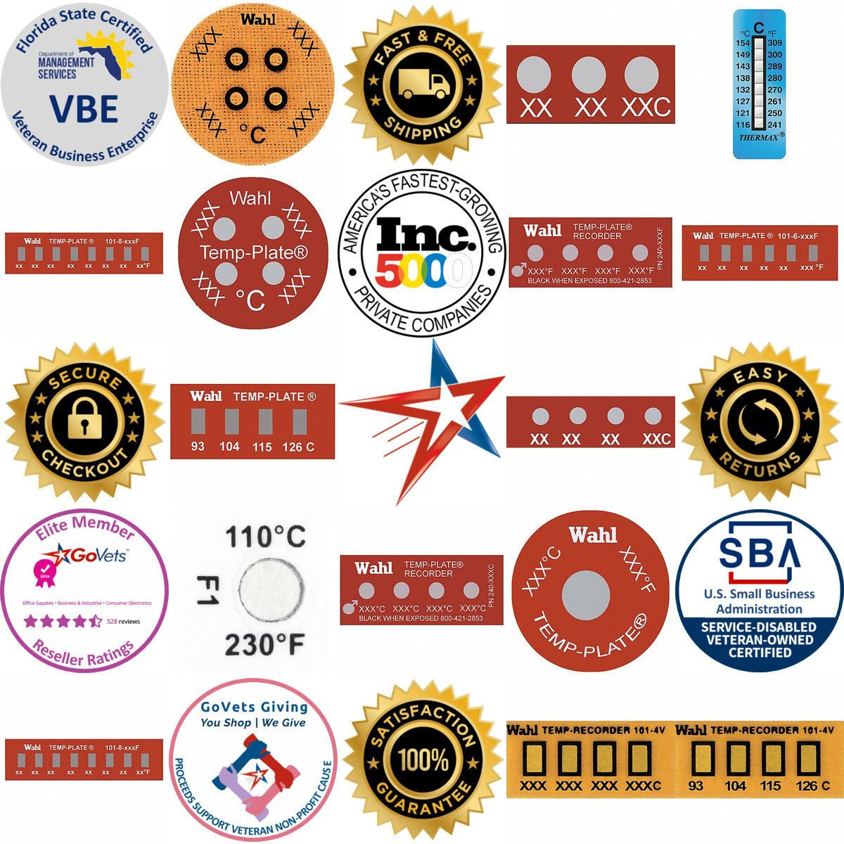 A selection of Temperature Labels and Strips products on GoVets