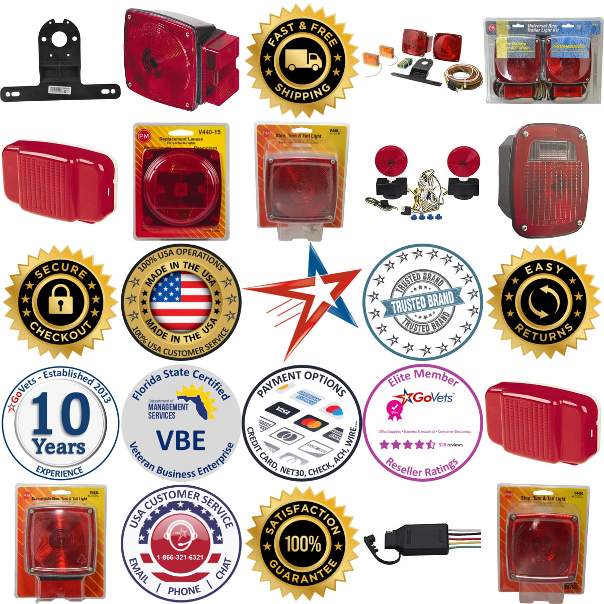 A selection of Towing Lights products on GoVets