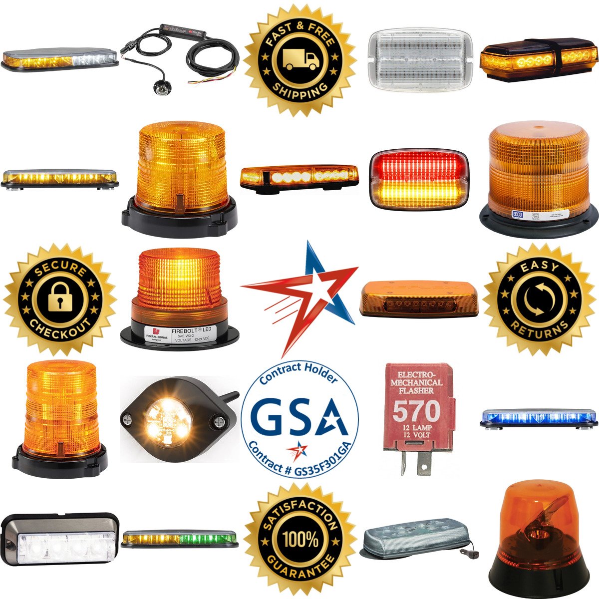 A selection of Emergency and Towing Lights products on GoVets