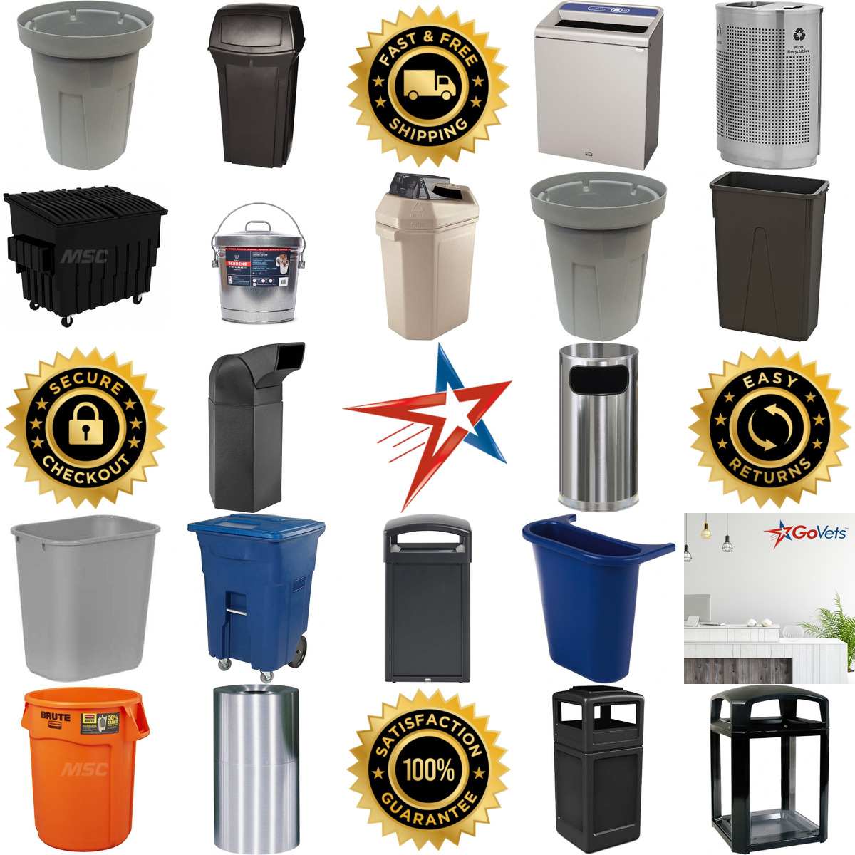 A selection of Trash Cans and Recycling Containers products on GoVets