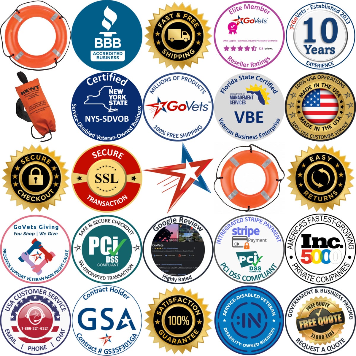 Millions of Products A selection of Rescue Buoys Rings and Ropes products on GoVets