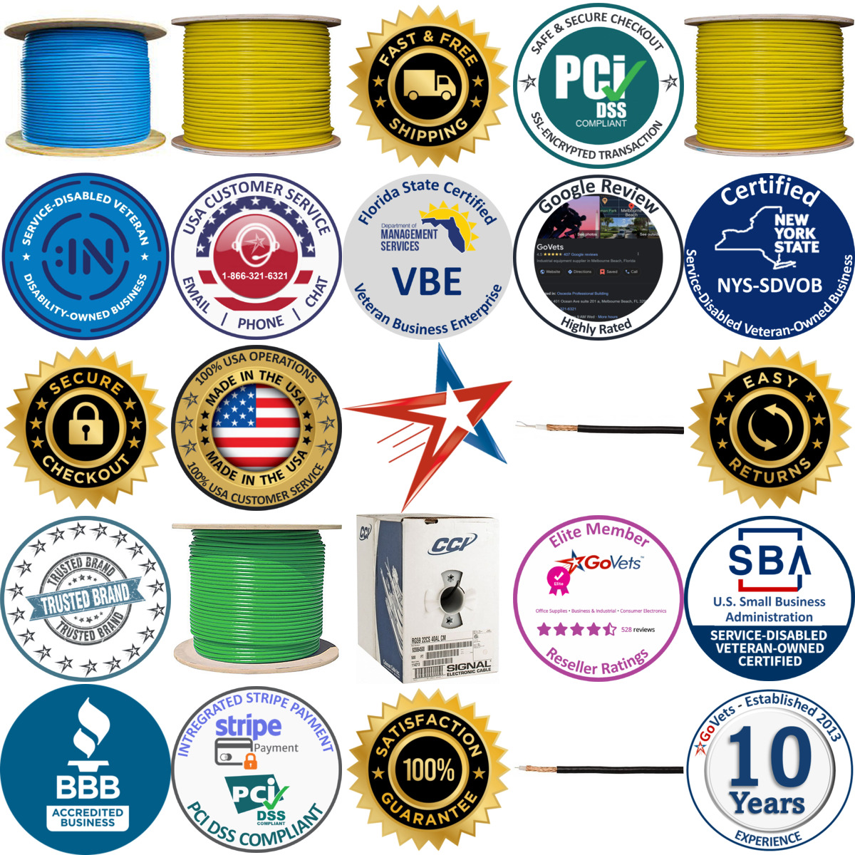 Millions of Products A selection of Coaxial Cable products on GoVets