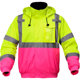 GSS Safety High Visibility Waterproof Bomber Jacket Type R ANSI Class 3 2XL/3XL Lime/Pink 8018-2XL/3XL