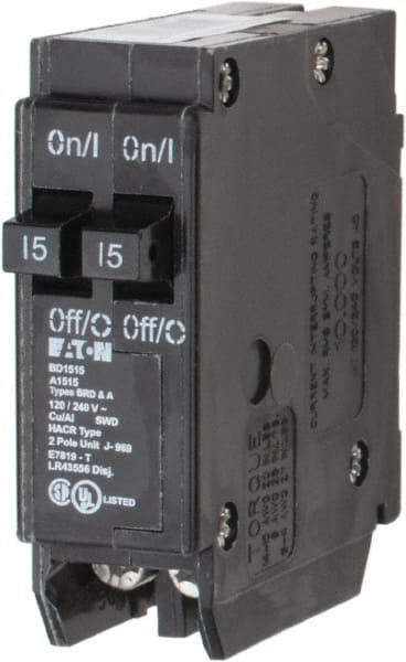 15/15 Amp, 120 VAC, 1 Pole, Plug In Type BD Duplex Circuit Breaker MPN:BD1515