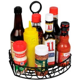 Winco WBKH-6SB Round Black Wire Condiment Caddy with Straight Back WBKH-6SB - Pkg Qty 12