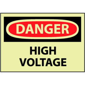 NMC™ OSHA Machine Labels Danger High Voltage Vinyl Glow Pack of 5 GD49AP