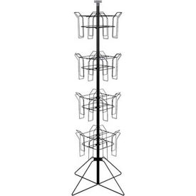 Rotating Literature Display w/ 16 Oversized Wire Pockets & Wire Base Black 2100A