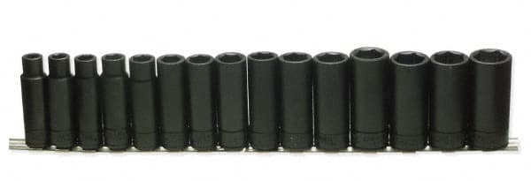 Deep Impact Socket Set: 15 Pc, 1/2 mm Drive, 10.00 to 24.00 mm Socket MPN:73214M