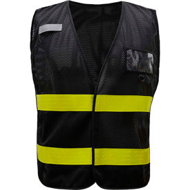 GSS Safety Incident Command Vest- Black Vest w/Lime Prismatic Tape One Size Fits All 3115