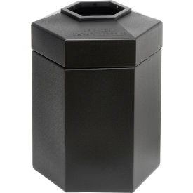 PolyTec™ Open Top Hex Waste Container Black 45-Gallon 737201