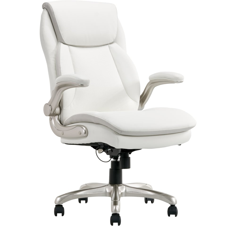 Serta Smart Layers Brinkley Ergonomic Bonded Leather High-Back Executive Chair, White/Silver MPN:52231