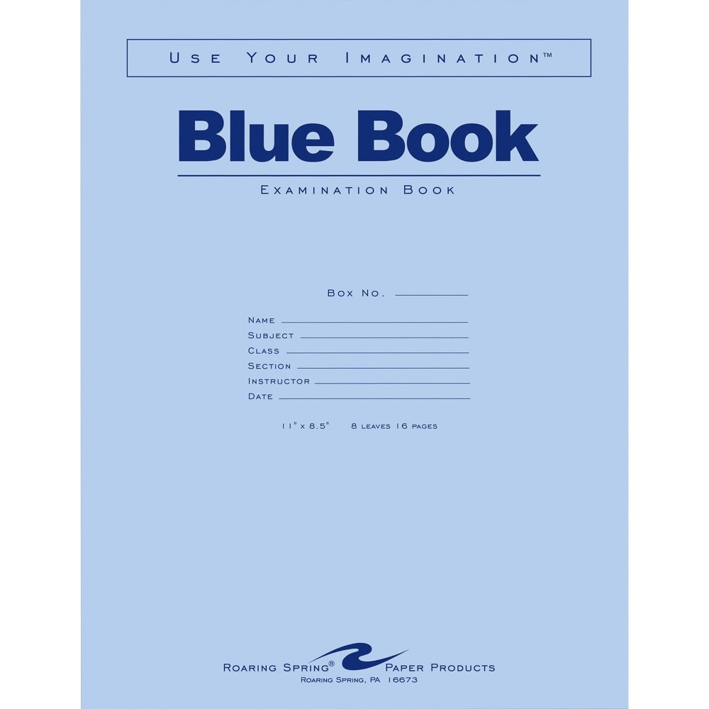 Roaring Spring Blue Book Wide-Ruled Examination Books, 8 1/2in x 11in, Pack Of 50 MPN:77517