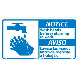 Bilingual Vinyl Sign - Notice Wash Hands Before Returning To Work NBA8P