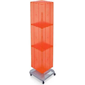 Global Approved 701465-ORG 4-Sided Interlocking Pegboard Floor Display W/ Wheels 14