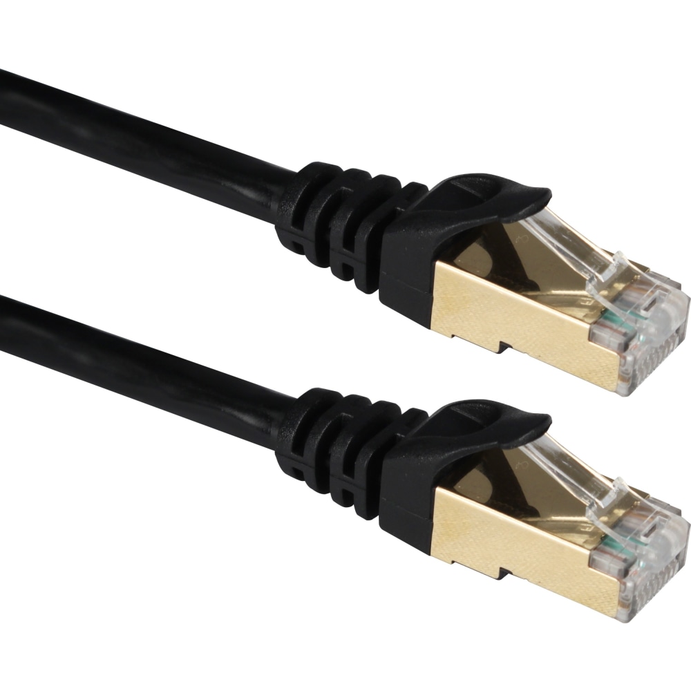 QVS 7ft CAT7 10Gbps S-STP Flexible Molded Patch Cord - 7 ft Category 7 Network Cable for Network Device - First End: 1 x RJ-45 Network - Male - Second End: 1 x RJ-45 Network - Male - Patch Cable - Shielding - Gold Plated Contact - Bla (Min Order Qty 5) MP