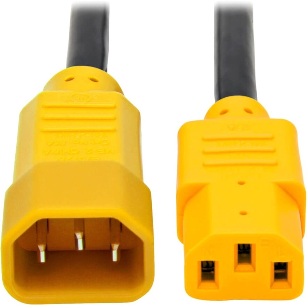 Tripp Lite 6ft Power Cord Extension Cable C14 to C13 Heavy Duty Yellow 15A 14AWG 6ft, P005006YW MPN:P005-006-YW