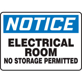 Accuform MELC801VA Notice Sign Electrical Room No Storage Permitted 10