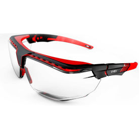 Uvex® Avatar S3851 OTG Safety Glasses Black & Red Frame Clear Lens Scratch-Resistant S3851