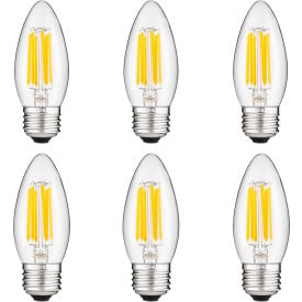 Sunlite® LED B11 Chandelier Light Bulb E26 Base 5.5W 600 Lumens 27K Warm White Pack of 6 41076-NS