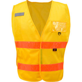 GSS Safety Incident Command Vest- Yellow w/Orange Prismatic Tape One Size Fits All 3117