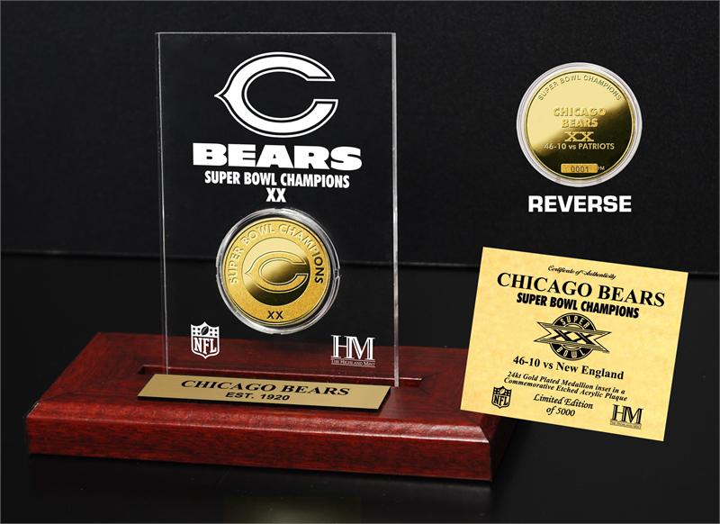 Chicago Bears Super Bowl Champs Etched Acrylic MPN:CBSBACRYLK