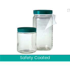 Qorpak® 32oz Clear Safety Coated Glass Straight Sided Round Jar 89-400 Neck Finish 12/Pack 268553