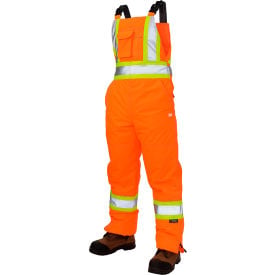 Tough Duck Insulated Flex Safety Bib Overall L Fluorescent Orange SB071-FLOR-L