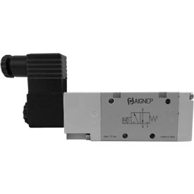 Aignep USA 3/2 Closed Single Solenoid Valve Ext Pilot 1/8 NPTF 12V DC/3W Coil Black Connection 01VA03NC02N0101