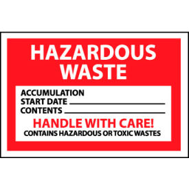 Hazardous Waste Vinyl Labels - Hazardous Waste Handle With Care Pack of 25 HW19