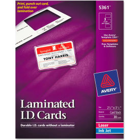 Avery® Laminated Laser/Inkjet ID Cards 2-1/4