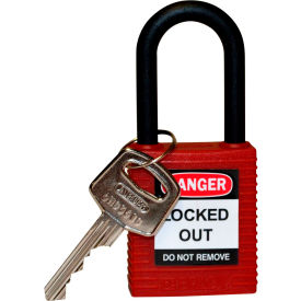 Brady® 123324 Safety Padlock With Label Nylon Shackle Nylon Red 123324