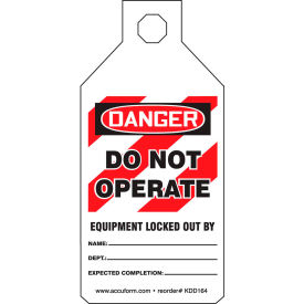 Accuform KDD164 Stopout® Tab Tags Danger Do Not Operate Plastic KDD164