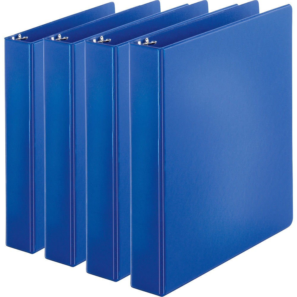 Business Source Basic Round Ring Binders, 1 1/2in Ring, 8 1/2in x 11in, Dark Blue, Pack Of 4 MPN:28551BD