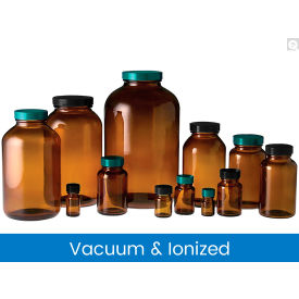 Qorpak® 42oz Amber Wide Mouth Packer w/70-400 Green Thermoset F217 & PTFE Cap Vacuum 6PK GLC-07007