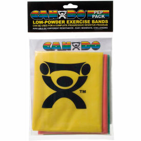 CanDo® Low Powder Exercise Band PEP™ Pack 4' Band Easy - Yellow Red Green 10-5280
