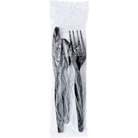 Boardwalk® Heavyweight Three-Piece Cutlery Kit Fork/Knife/Teaspoon Black 250/Carton BWK3KITHVYBL