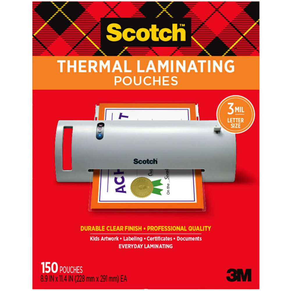 Scotch Thermal Laminating Pouches, 8.9in x 11.4in, 150 Laminating Sheets, Fits Letter Size MPN:TP3854-150
