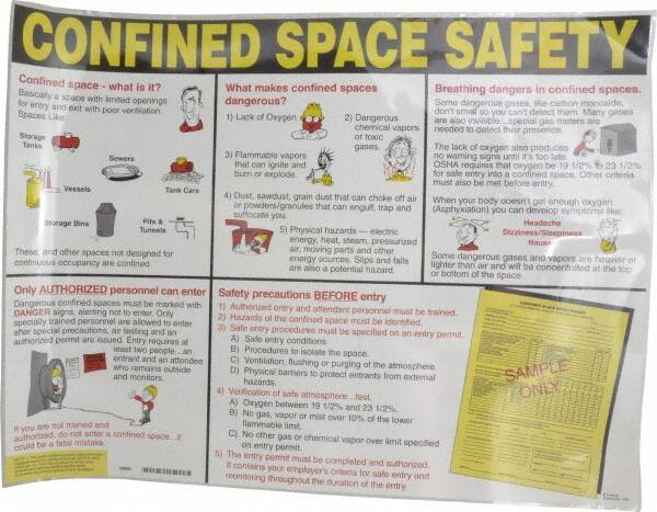 24 Inch Wide x 18 Inch High, Laminated Paper, Confined Space Poster MPN:50344