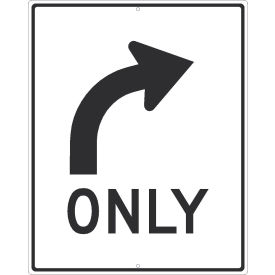 NMC TM522J Traffic Sign Right Turn Only Arrow Sign 30