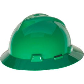 MSA V-Gard® Slotted Full-Brim Hat With 1-Touch Suspension Green 10058323 - Pkg Qty 20