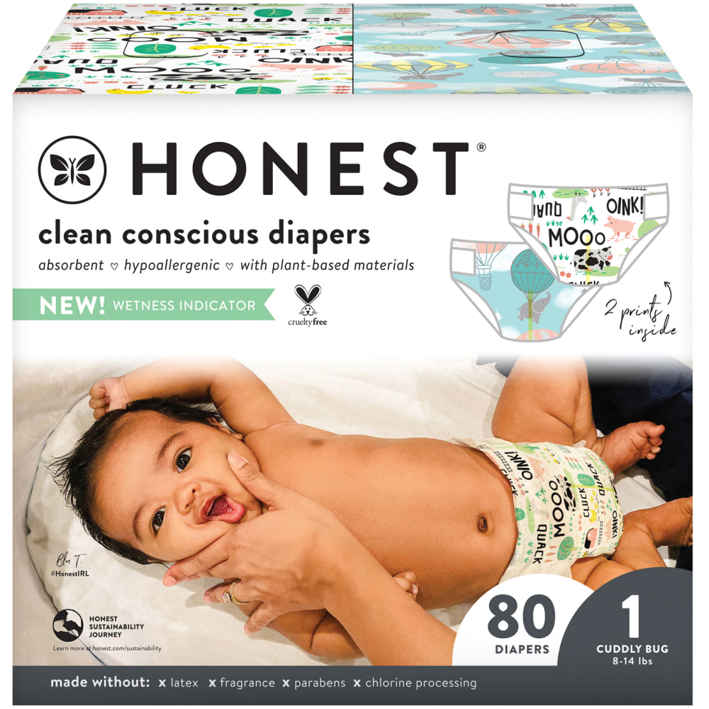 The Honest Company Clean Conscious Diapers, Size 1, Barnyard, Box Of 80 Diapers (Min Order Qty 2) MPN:H01TCB00AVS1R