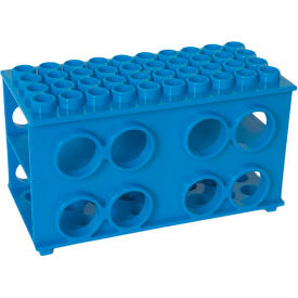 United Scientific™ Plastic Test Tube Rack Cube Shaped 88 Places Blue 76001